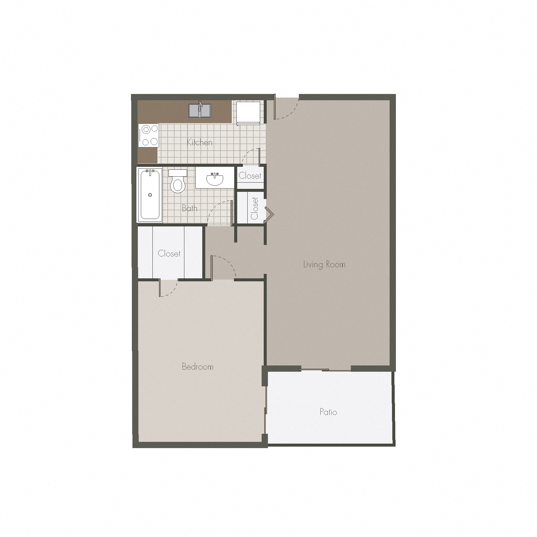 Mojave 1BR/1BH 778 Sq.Ft. Floor plan at Desert Creek, Albuquerque, NM 87107