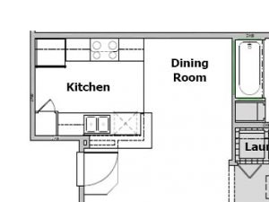 3 bedroom floor plan, 1,131 square feet with a patio.