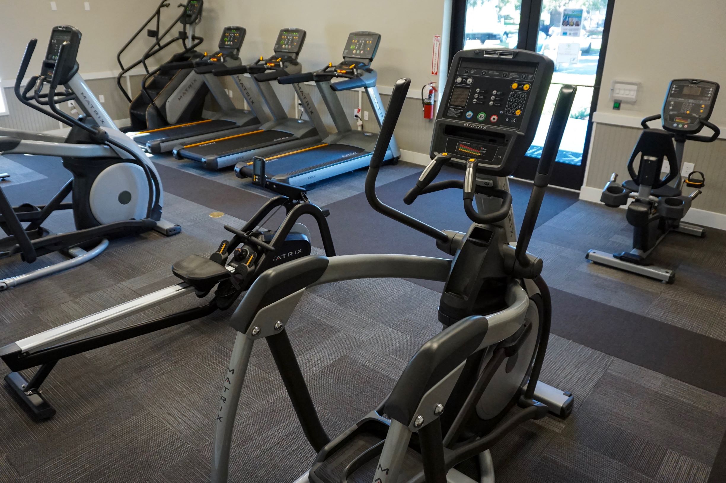 Getting a cardio workout is no sweat with treadmills, ellipticals, spin bikes, and stair climbers in the fitness center.