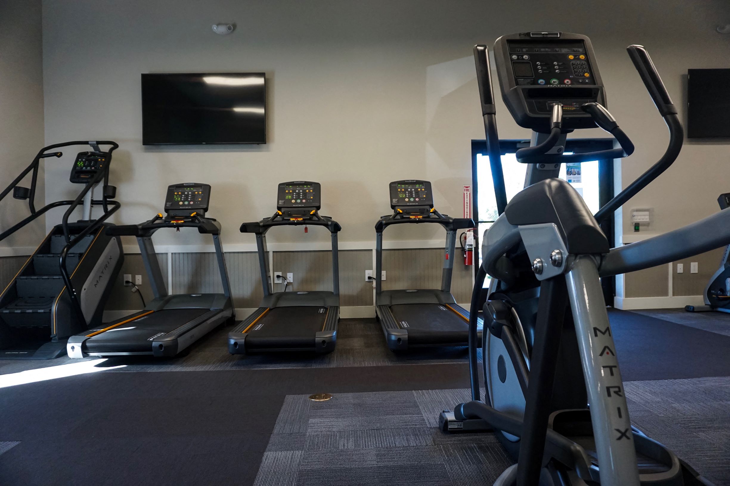 Work out your stress in the spacious community fitness center.