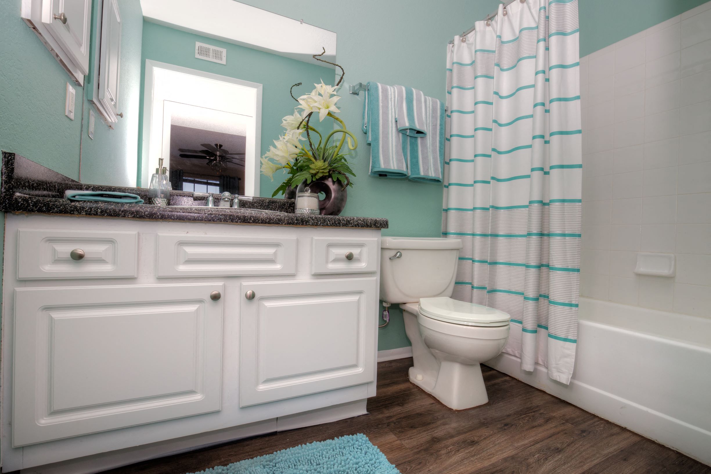 Modern, spacious bathrooms are in all Lincoln Shores apartment homes.