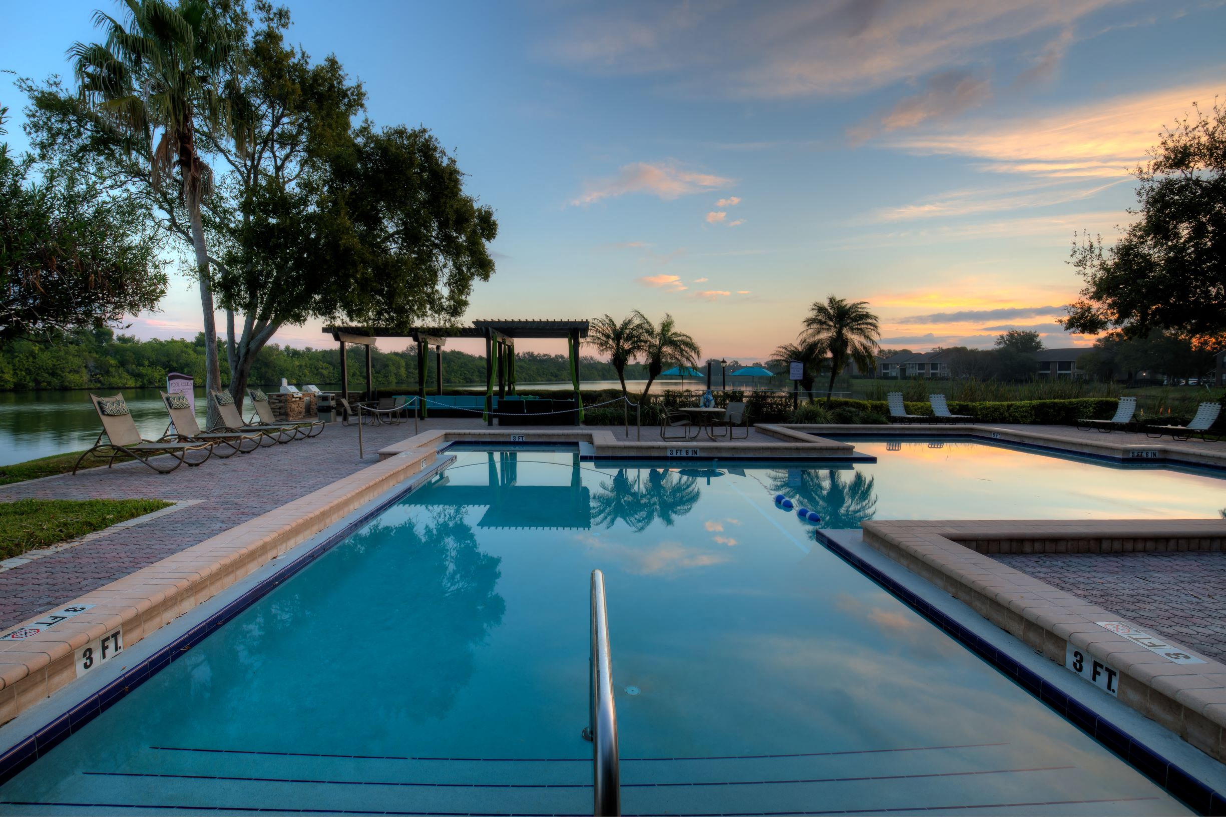 One pool is located near our 15-acre lake.