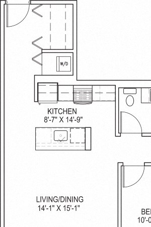 One Bedroom a4 Floor Plan One Bedroom a4 Floor Plan at One 333, Illinois, 60605