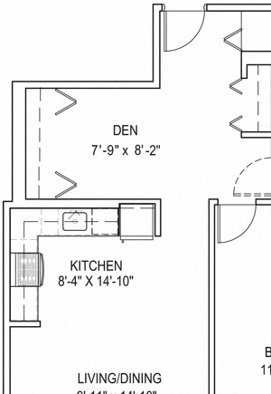 One Bedroom With Den a5 Floor Plan One Bedroom With Den a5 Floor Plan at One 333, Chicago, IL, 60605