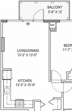 One Bedroom a10 Floor Plan One Bedroom a10 Floor Plan at One 333, Chicago, IL