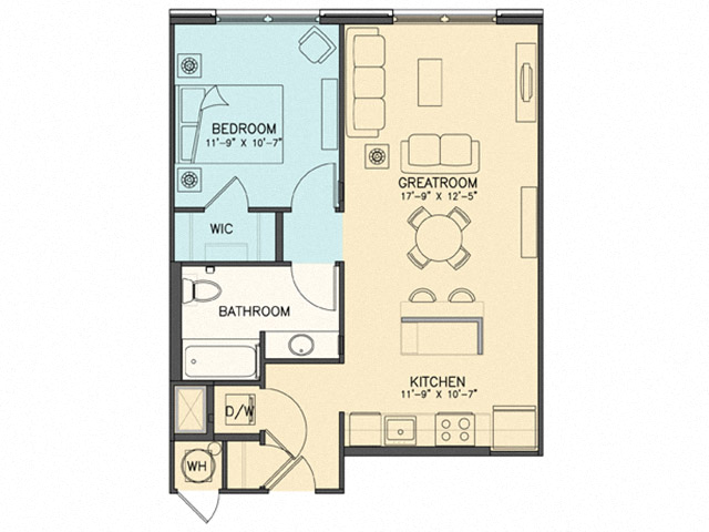 Monet floor plan at The Chapman Apartments