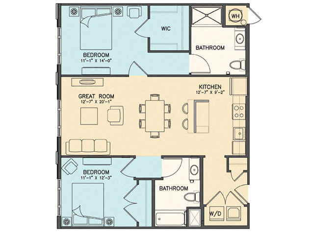 Sonnet floor plan at The Chapman Apartments