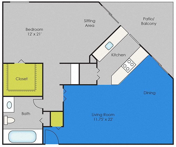Montecito one bed one bath floor plan Montecito one bed one bath floor plan