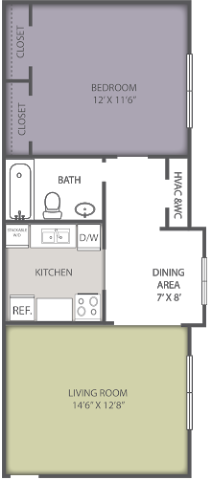 Tryon Village one bedroom apartment floor plan