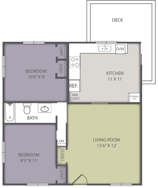 Tryon Village 2 bedroom apartment floor plan