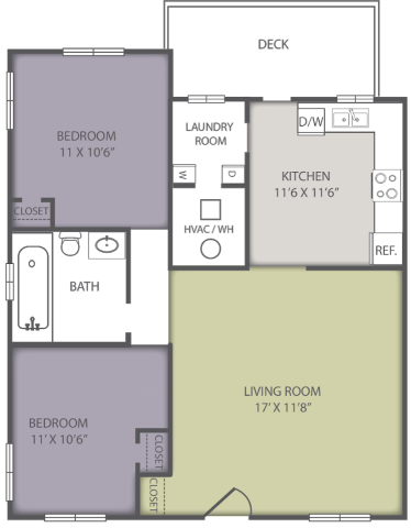 Tryon Village TWO bedroom apartment floor plan 1