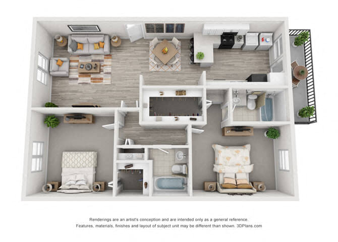 2 Bed 2 Bath Camelot 2-2 Large Floor Plan | 1,130 Sq. Ft. at Shellbrook, Raleigh, North Carolina