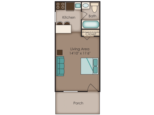 The Kenley (Studio) Floor Plan 1