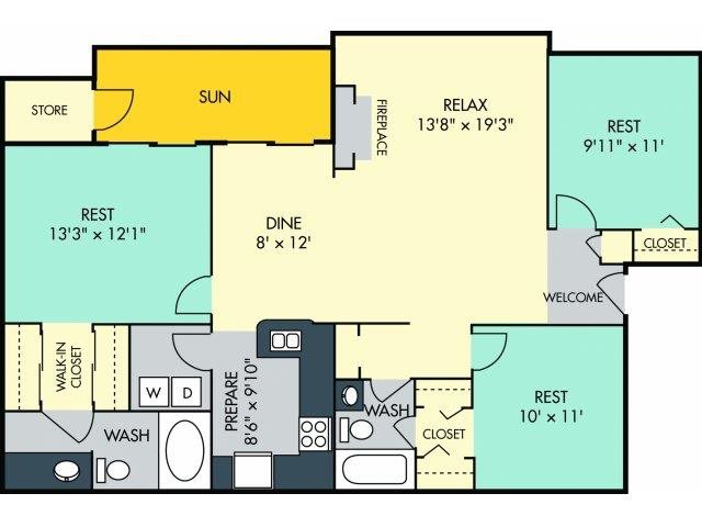 3 Bedroom 2 Bath Floor Plan 5