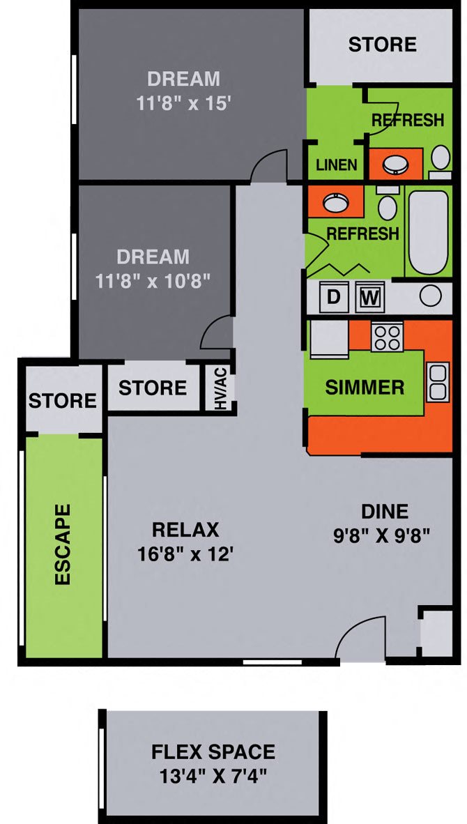 Two Bedroom Floor Plan 2