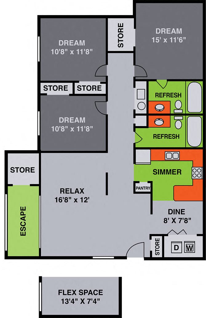 Three Bedroom Floor Plan 3