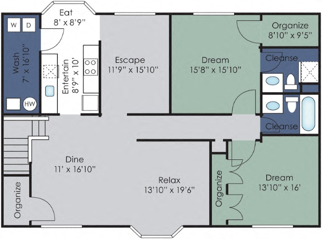 Bexley Plus Floor Plan at Holly Point Apartments