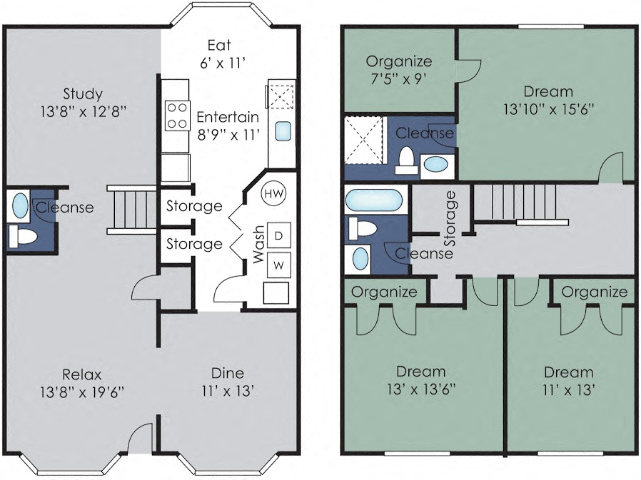 The Kent Floor Plan at Holly Point Apartments