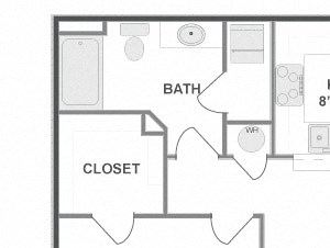 One Bedroom One Bathroom Floor Plan Remington