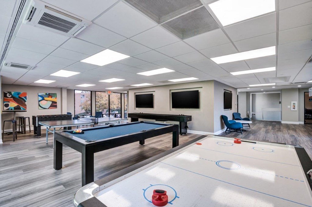 play a game of pool in our games room