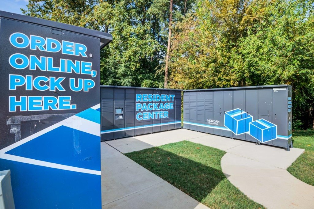 the outside of a building with a sign that says order online pick up here