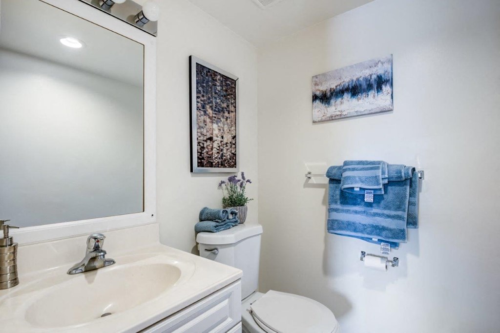 a white bathroom with a sink toilet and mirror