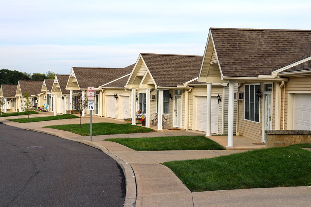 a row of small houses in a neighborhood