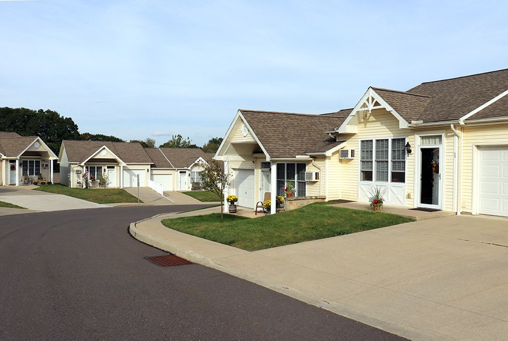 a row of houses on the side of a street
