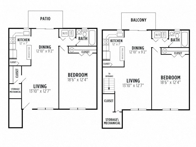 1 Bed 1 Bath B Floor Plan 2