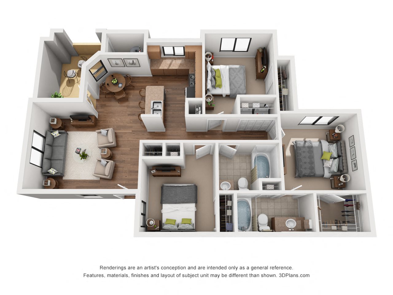 The Salerno | 3 Bedroom 2 Bathroom | 1,174 sq. ft. The Salerno | 3 Bedroom 2 Bathroom Apartment Homes in PHX AZ 85323 | 1,174 sq. ft.
