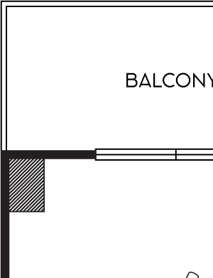 Kitchen Island and Balcony A1a One Bedroom Floor Plan with Balcony at Apartments in Vinings