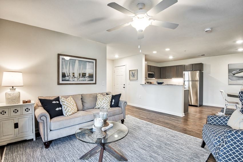 a living room with a couch and a table