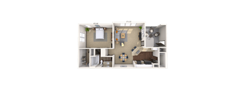 Traditional 1x1 861 SF