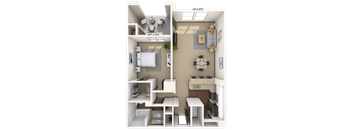 Traditional 1x1 849 SF