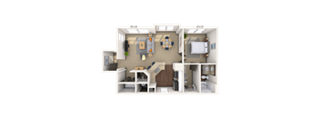 Traditional 1x1 768 SF