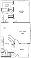 Traditional 1x1 861 SF