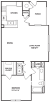 Traditional 1x1 833 SF