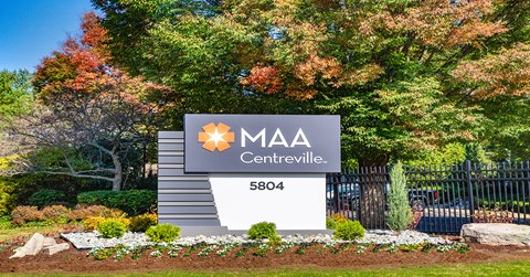 A sign for MAA Centreville with the number 5804 on it.