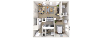 Traditional 1x1 729-999 SF