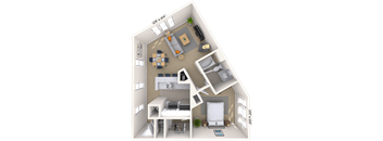 Traditional 1x1 681 SF