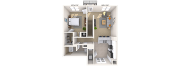 Traditional 1x1 859 SF