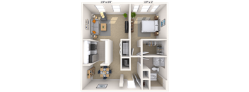 Traditional 1x1 793-843 SF