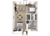 Studio 1x1 736 SF