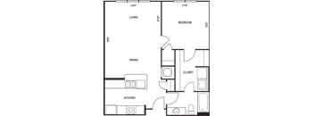 Traditional 1x1 794 SF