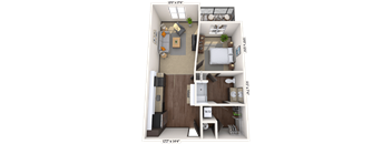 Traditional 1x1 649 SF