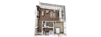 Traditional 1x1 891 SF