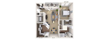 Traditional 1x1 954 SF