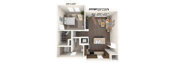 Traditional 1x1 745 SF