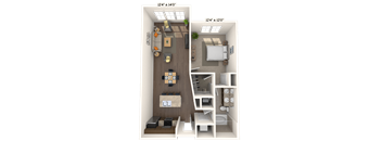 Traditional 1x1 837 SF