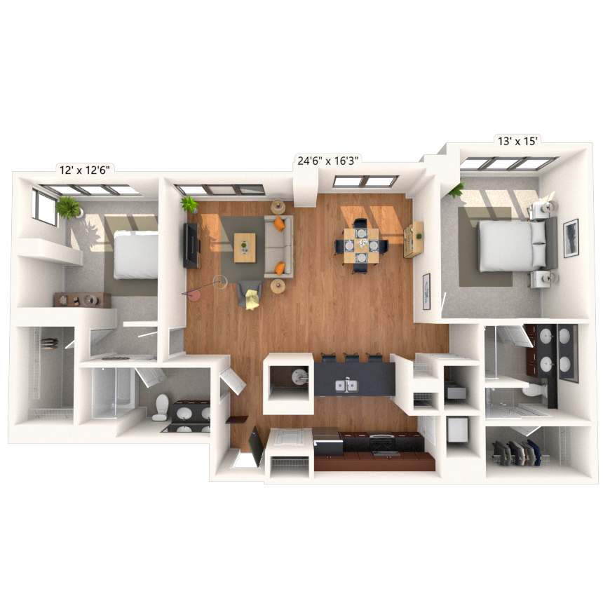 Penthouse 2x2 1189-1571 SF